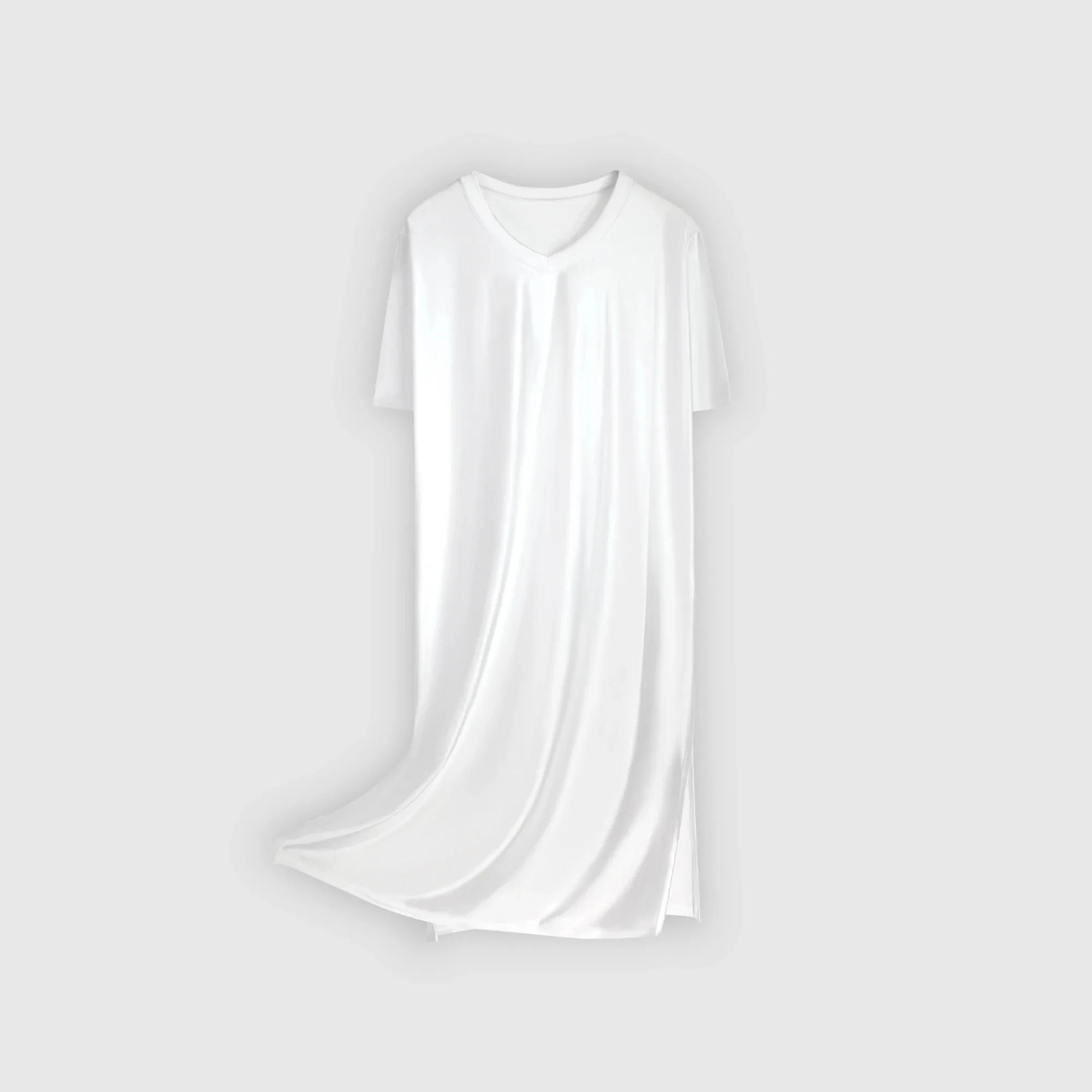 Women's Glossy Soft Silky Long Dress High Stretch V-neck Long Sleeve Loose Casual Nightgown Comfortable plus Size Home Wear