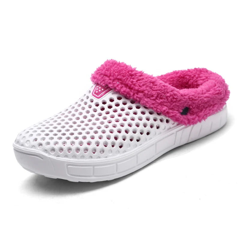 Couple Style Men's and Women's Cotton Slippers Winter Warm Plus Velvet Thickened Clogs Mule Shoes