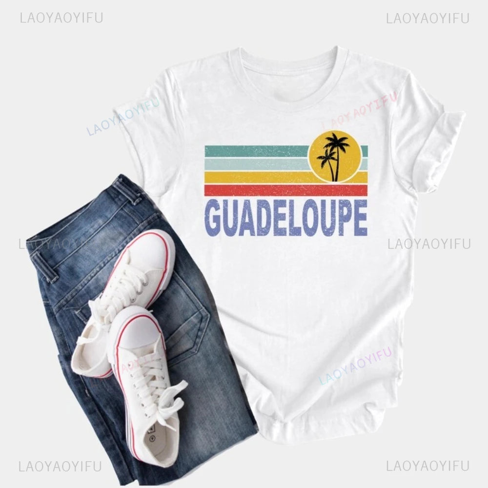 Guadeloupe Graphic Printed Holidays T-Shirt Summer Casual Fashion Loose Family Vacation Women Tshirt Hip Hop Punk Man Clothing