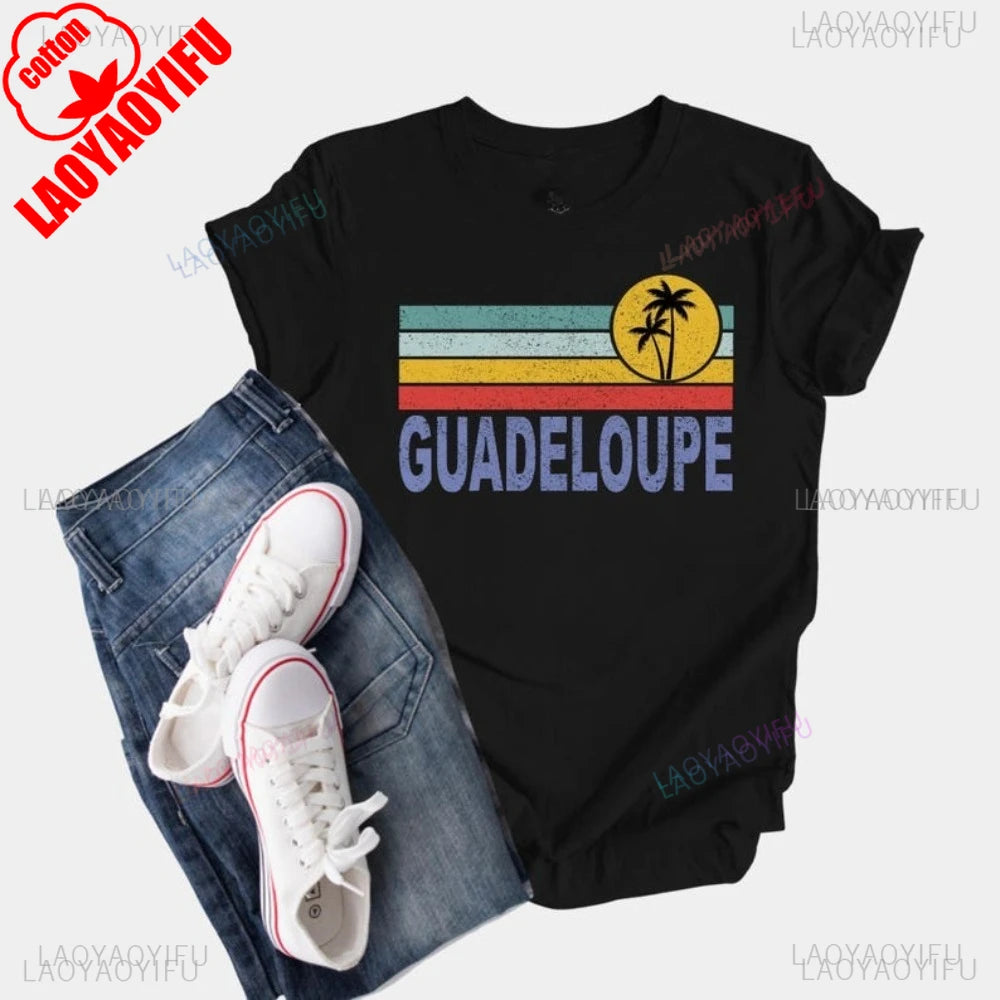Guadeloupe Graphic Printed Holidays T-Shirt Summer Casual Fashion Loose Family Vacation Women Tshirt Hip Hop Punk Man Clothing