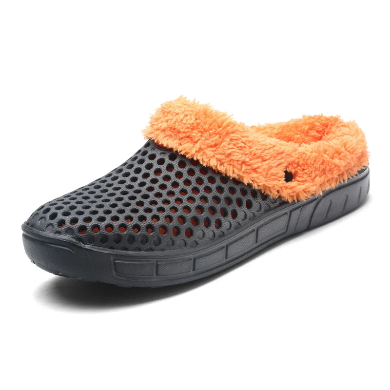 Couple Style Men's and Women's Cotton Slippers Winter Warm Plus Velvet Thickened Clogs Mule Shoes