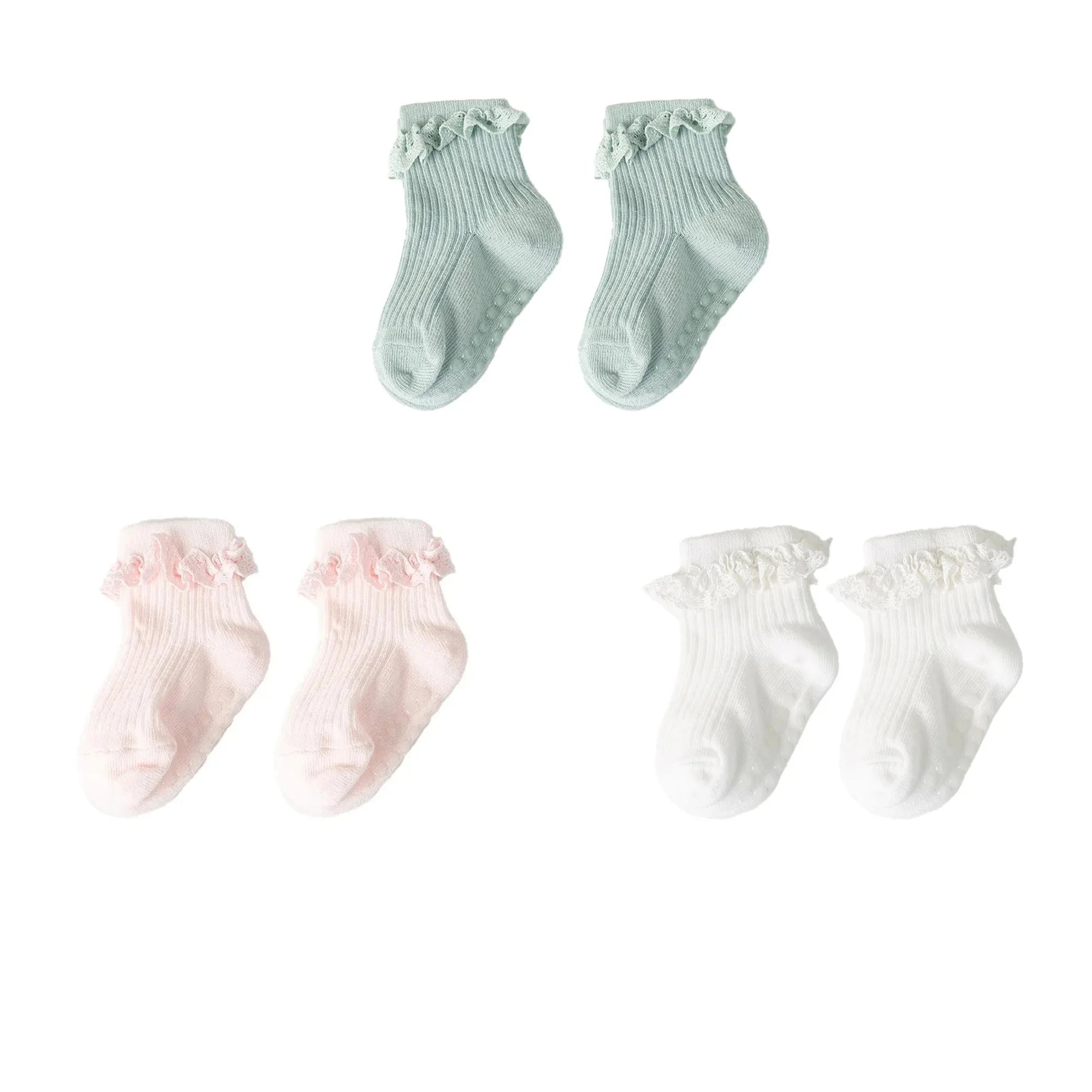 1/3/4/5pairs Cotton Pure Color Toddler Girl Lace Socks Infant Baby Girls Non-slip Socks Young Children Girl Cute Half Knee-socks
