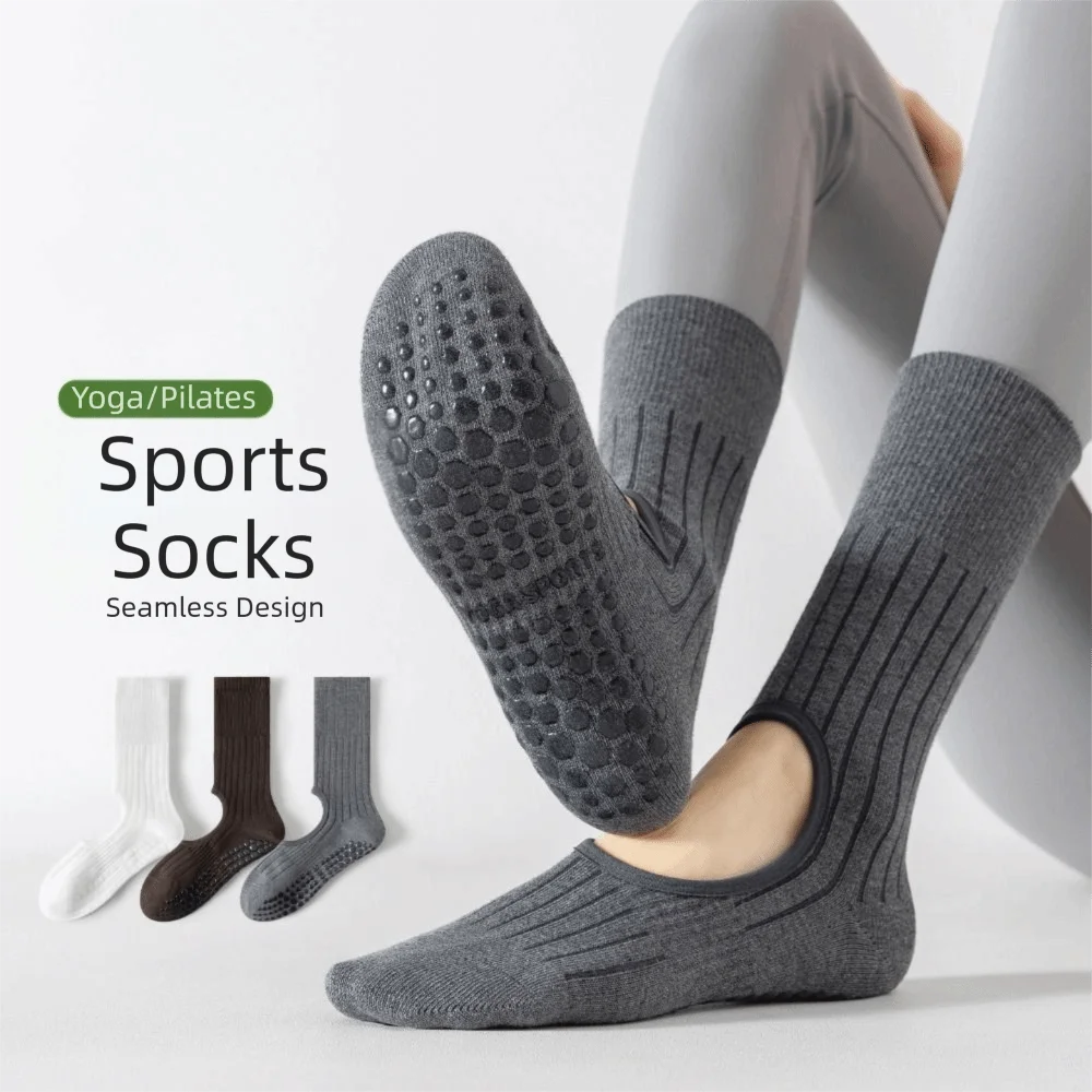 New Cotton Pilates Socks Breathable Sweat-absorbent Strappy Grip Sock Casual Non-Slip Grip Yoga Socks