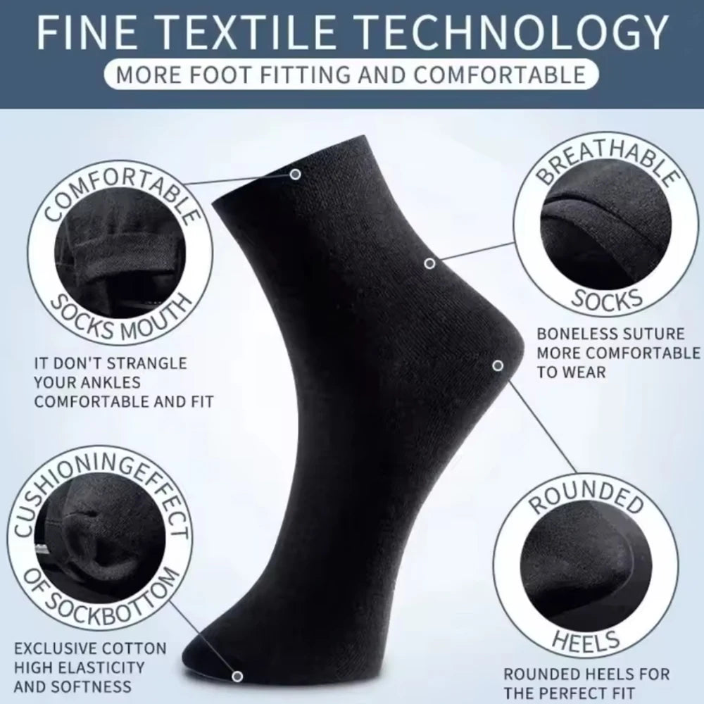 3/6/12 Pairs Black Men Socks Cotton For Men Pair Set Long Underwear Business for Feather Shoes