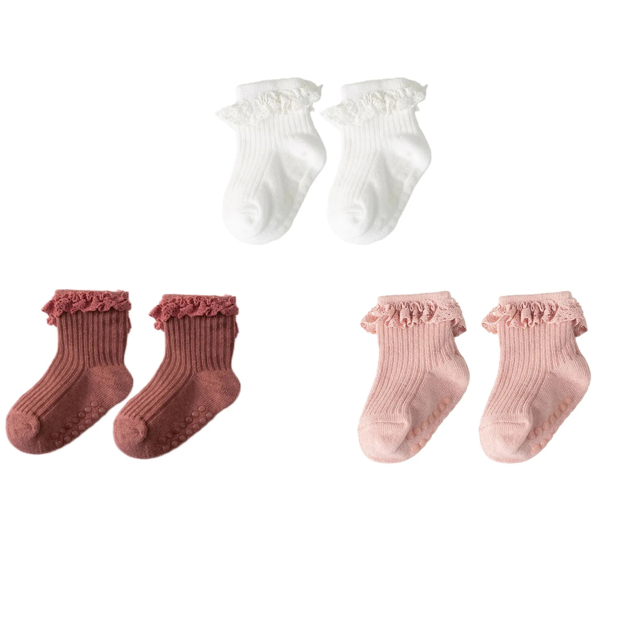 1/3/4/5pairs Cotton Pure Color Toddler Girl Lace Socks Infant Baby Girls Non-slip Socks Young Children Girl Cute Half Knee-socks