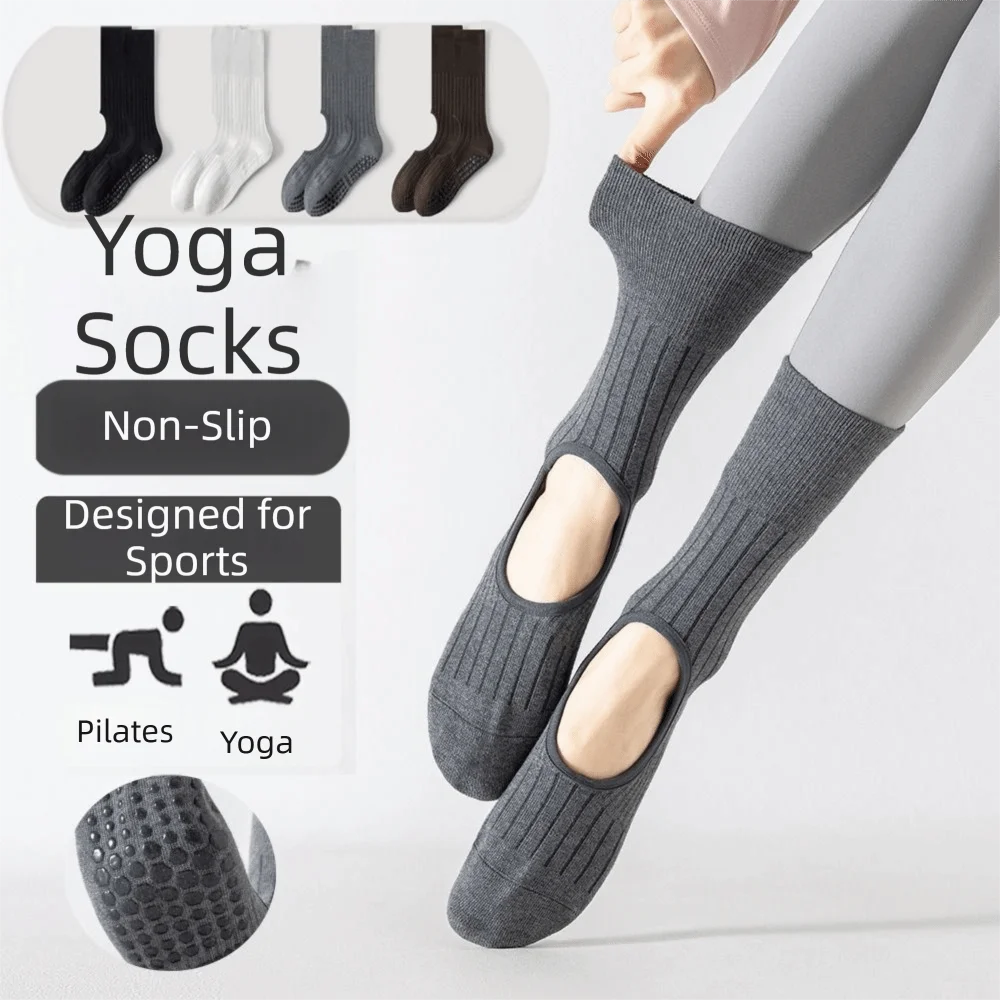 New Cotton Pilates Socks Breathable Sweat-absorbent Strappy Grip Sock Casual Non-Slip Grip Yoga Socks