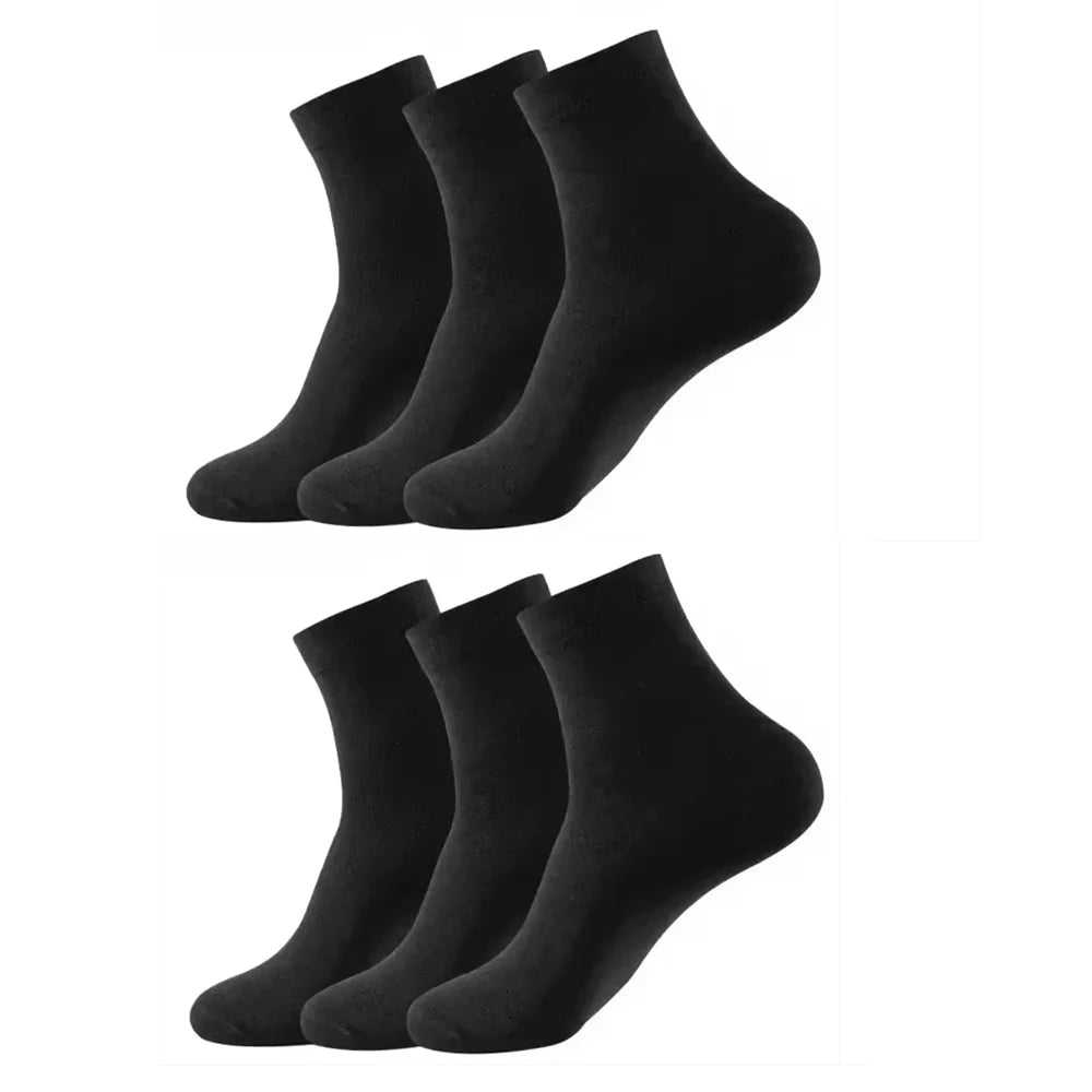 3/6/12 Pairs Black Men Socks Cotton For Men Pair Set Long Underwear Business for Feather Shoes
