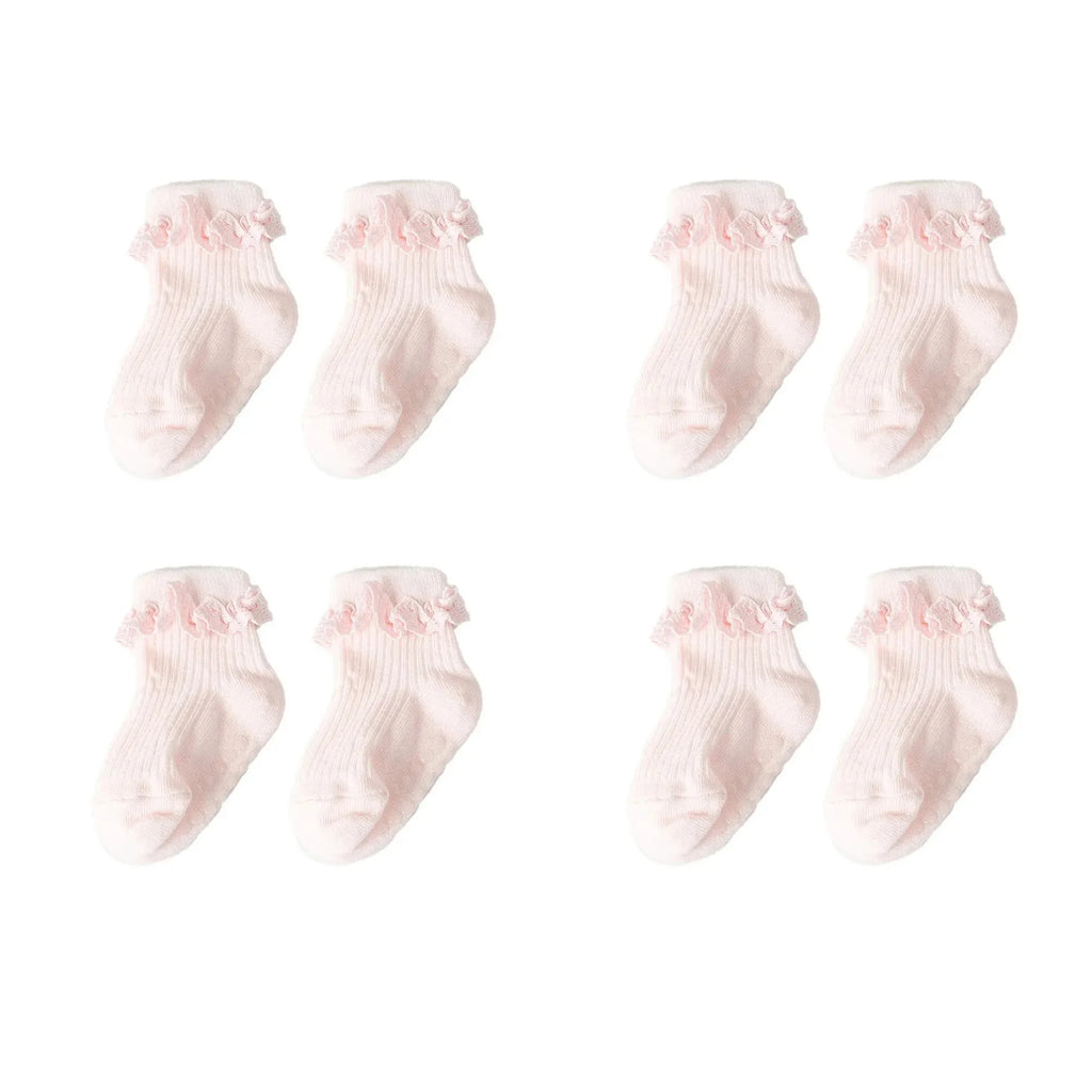 1/3/4/5pairs Cotton Pure Color Toddler Girl Lace Socks Infant Baby Girls Non-slip Socks Young Children Girl Cute Half Knee-socks