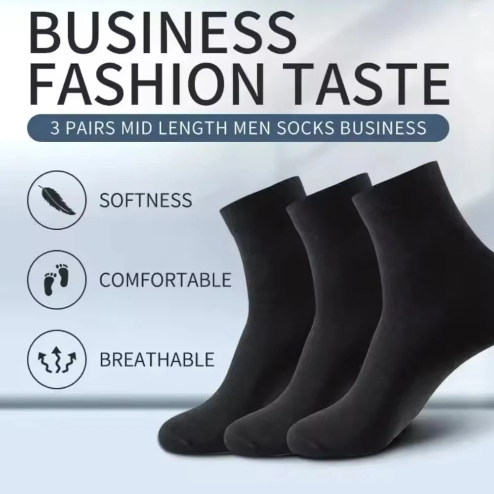 3/6/12 Pairs Black Men Socks Cotton For Men Pair Set Long Underwear Business for Feather Shoes