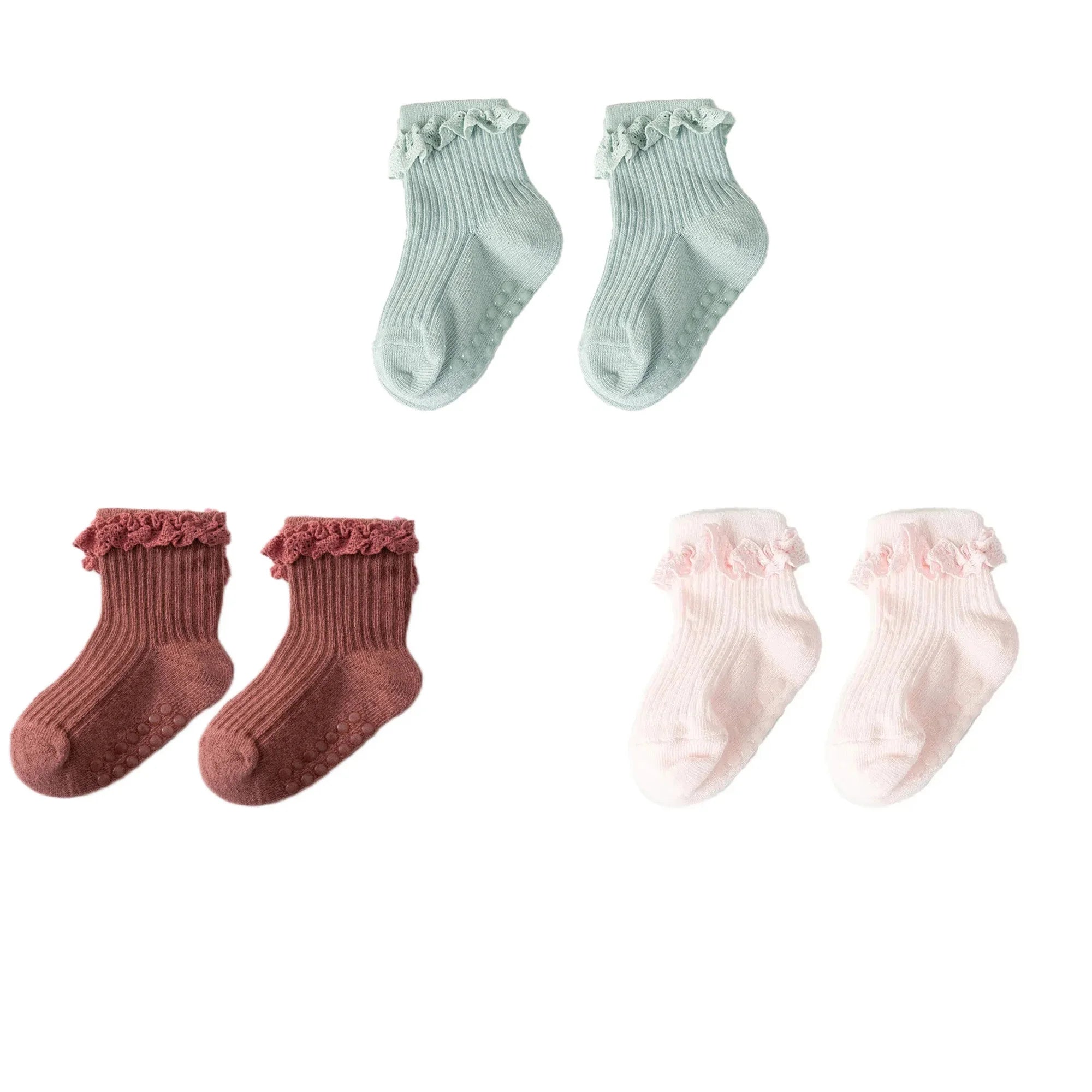 1/3/4/5pairs Cotton Pure Color Toddler Girl Lace Socks Infant Baby Girls Non-slip Socks Young Children Girl Cute Half Knee-socks