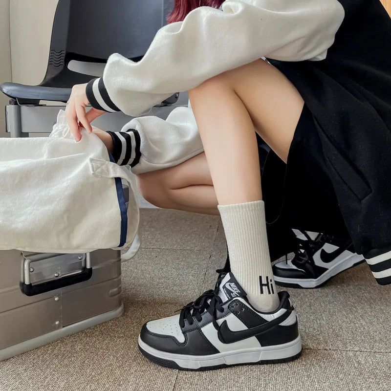 Socks Cotton Women's New Autumn Winter Simple Hi Letters Black White Mid-tube Ins Soft Sports Wear Comfortable Fashion Pile Sock