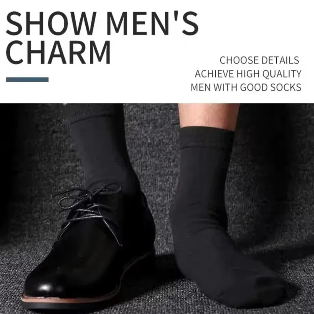 3/6/12 Pairs Black Men Socks Cotton For Men Pair Set Long Underwear Business for Feather Shoes