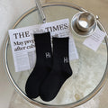 Socks Cotton Women's New Autumn Winter Simple Hi Letters Black White Mid-tube Ins Soft Sports Wear Comfortable Fashion Pile Sock