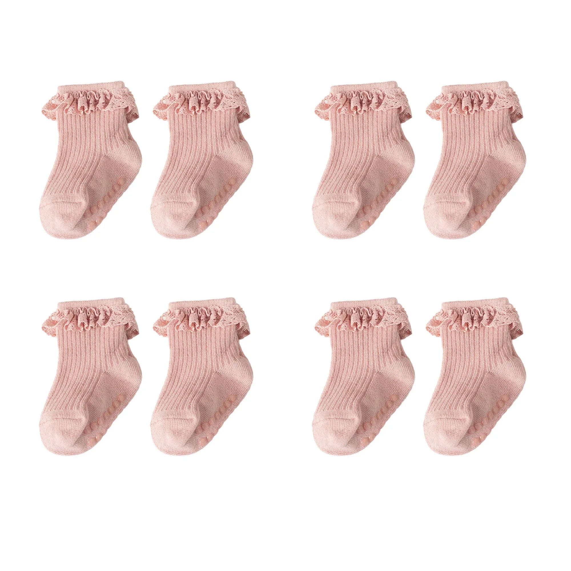 1/3/4/5pairs Cotton Pure Color Toddler Girl Lace Socks Infant Baby Girls Non-slip Socks Young Children Girl Cute Half Knee-socks