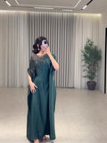 Muslim Dresses Women's Elegant O Neck Evening Dress Classy Embroidery Kaftan Women Prom Gown Gorgeous Cocktail Arabic Wear Robe