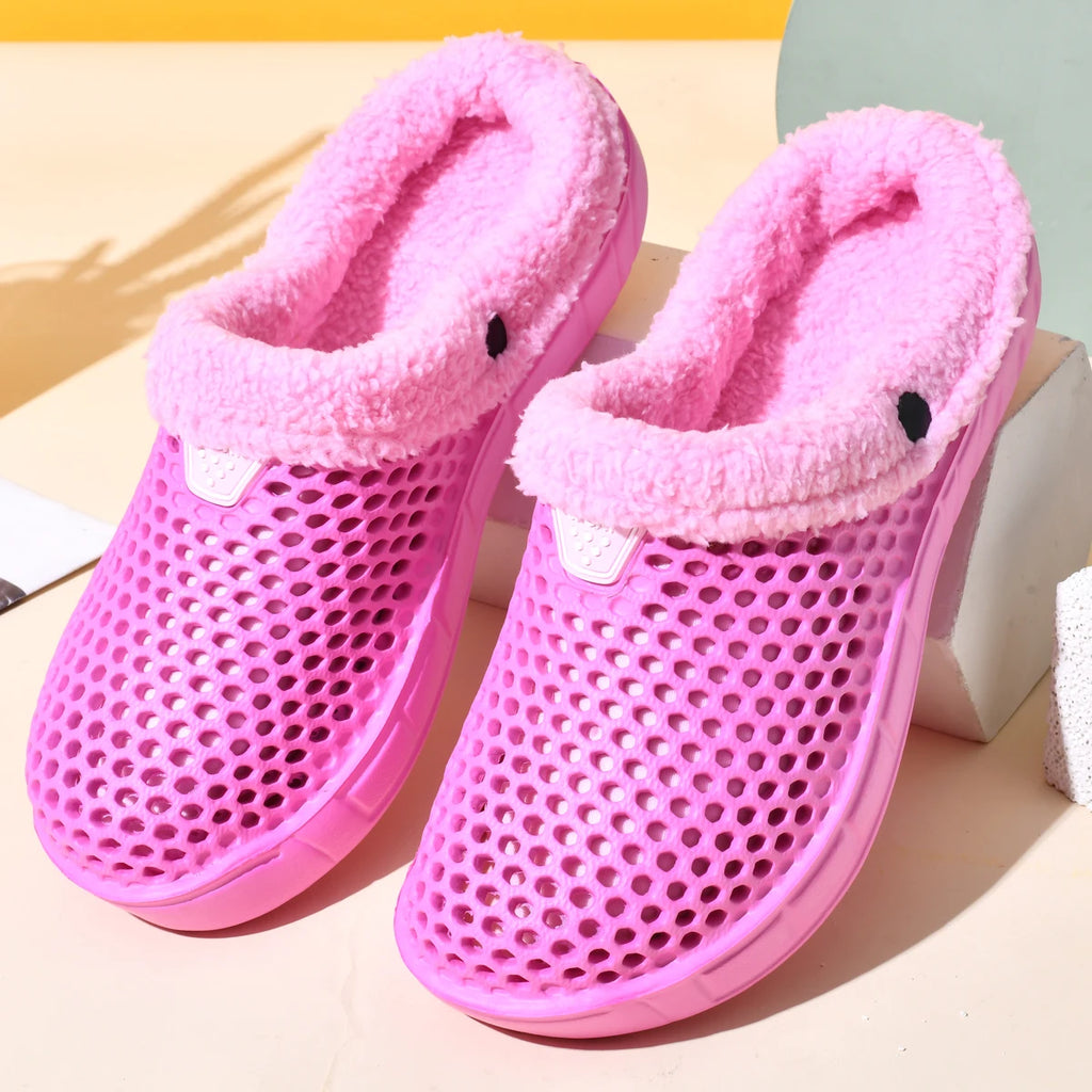 Couple Style Men's and Women's Cotton Slippers Winter Warm Plus Velvet Thickened Clogs Mule Shoes
