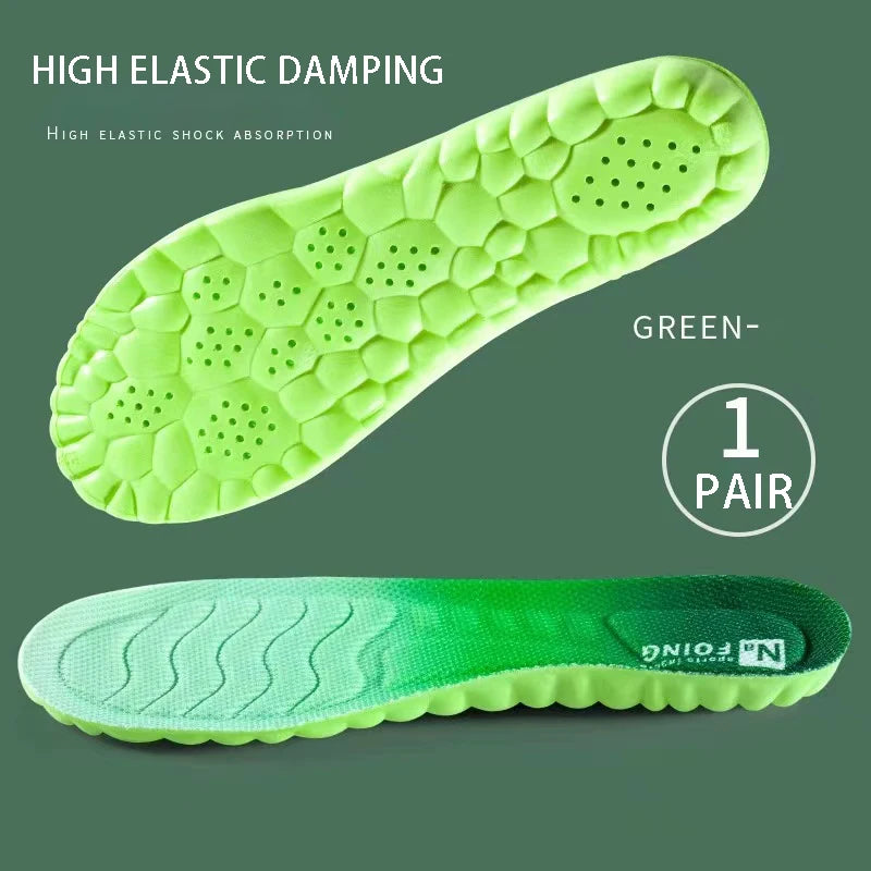 Sports Insoles for Shoes Women Men PU Sole Soft Breathable 4D Shock Absorption Cushion Running Orthopedic Care Insoles for Feet